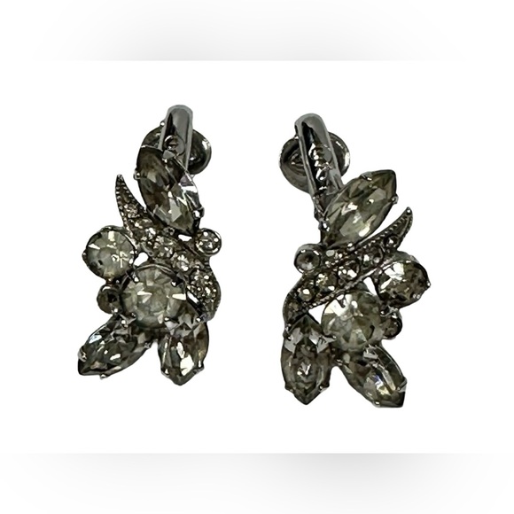 Eisenberg Ice Jewelry - Vintage Dazzling EISENBERG ICE Crystal Rhinestones Clip On Earrings Script E
